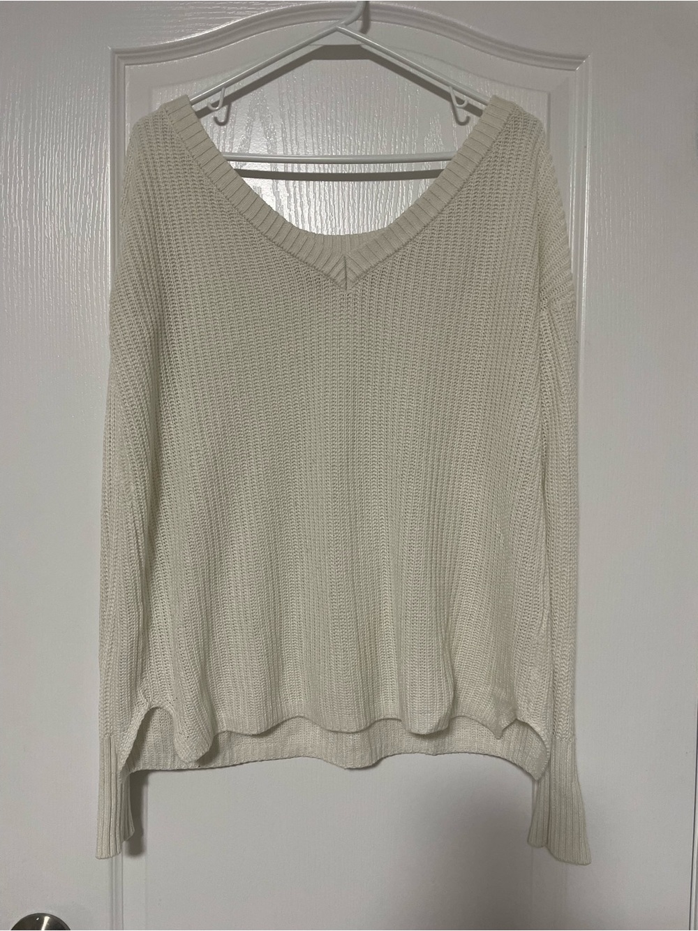 Garage Cream V-Neck Knit Sweater